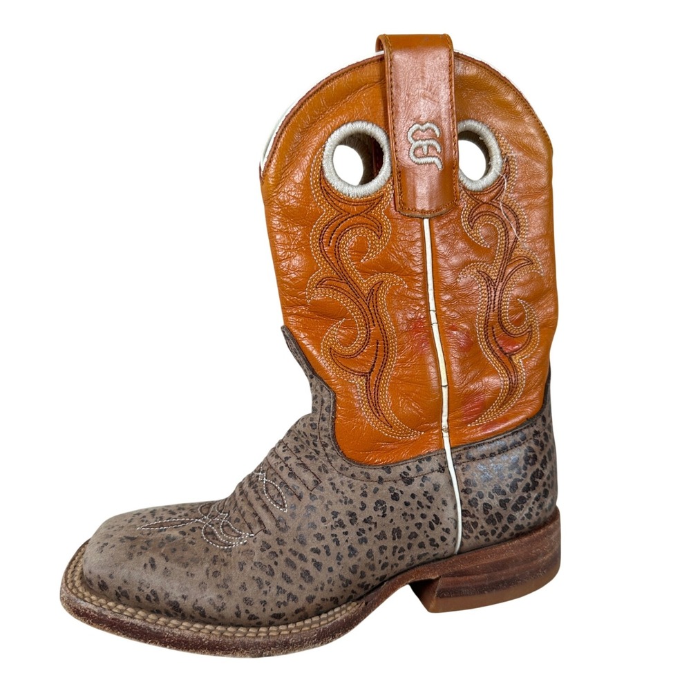 Anderson Bean Kids Western Boots Orange Leather‎ Cowboy Square Toe 11